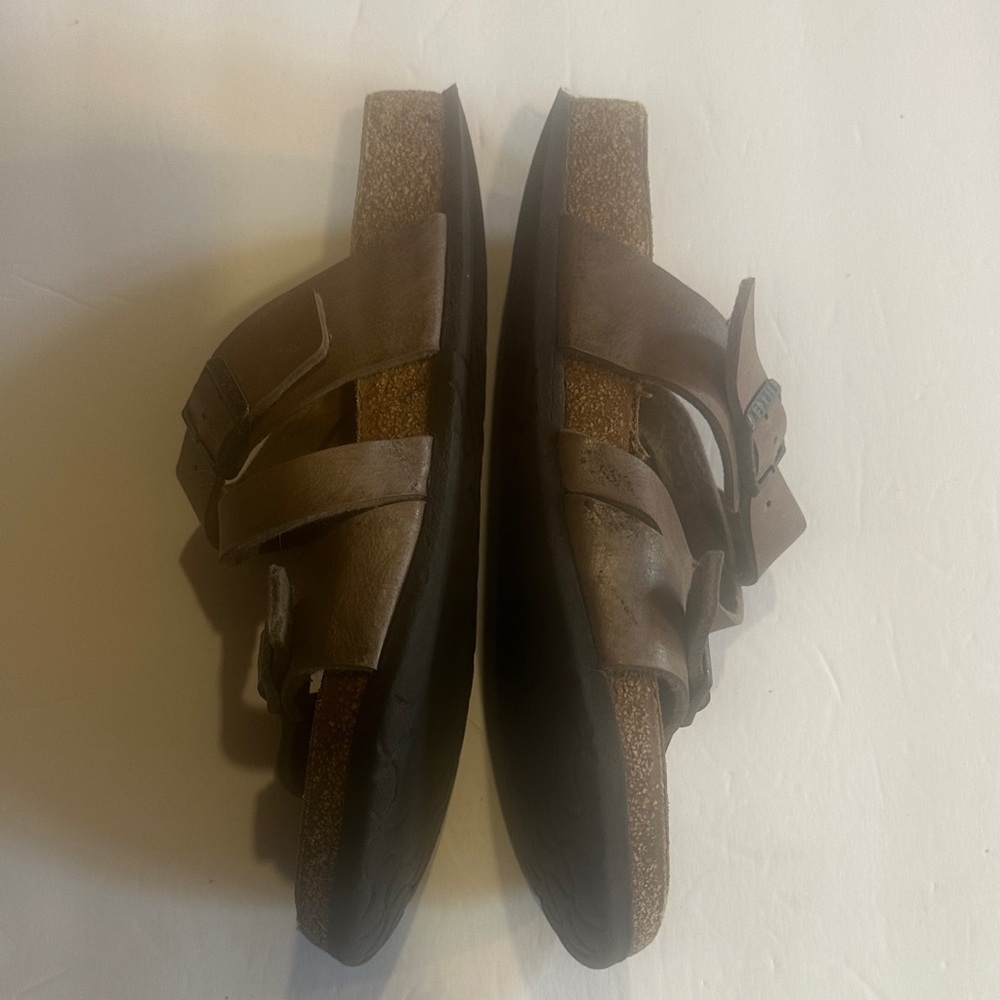 Birkenstock Birken Brown Double Strap slip on Sandals made in Germany leather - Picture 5 of 11